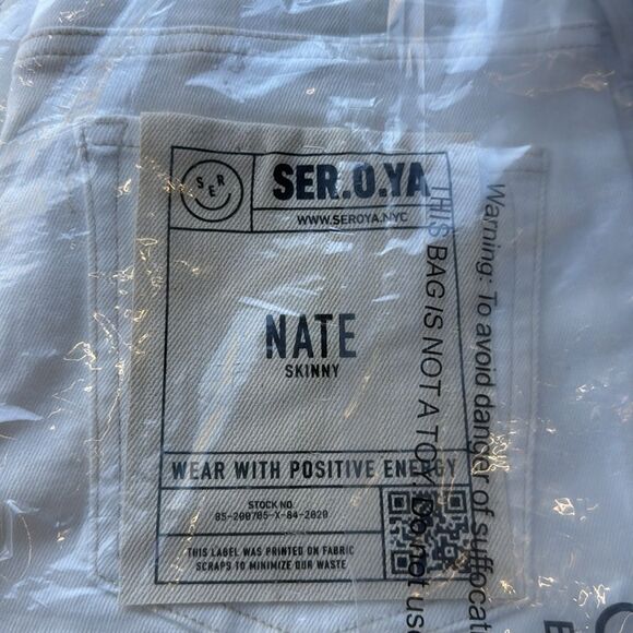 SER.O.YA NATE‎ SKINNY JEAN OFF WHITE UNISEX SIZE 29 NWT in packaging - Picture 5 of 7